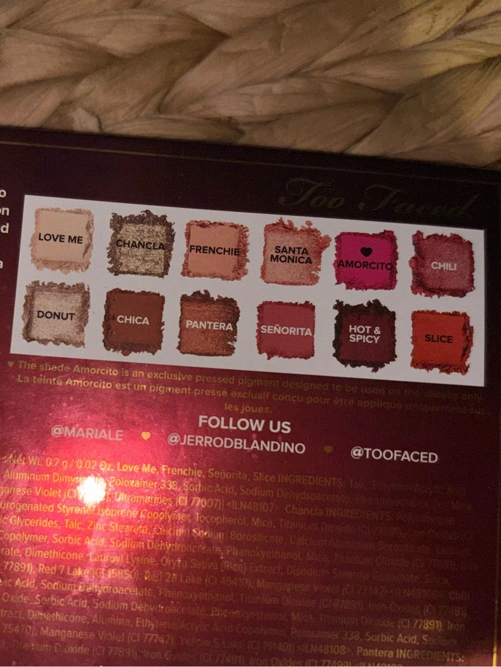 Too Faced Mariale Amor Caliente Eyeshadow Palette - pink, black, gold